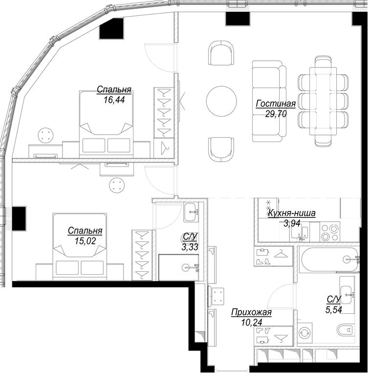 2-BD Apartment Sale, 83.89 sq. m. at Famous, Bagrationovsky Drive, 5к2, Moscow, Russia #1 2-BD Apartment Sale, 83.89 sq. m. at Famous, Bagrationovsky Drive, 5к2, Moscow, Russia #1