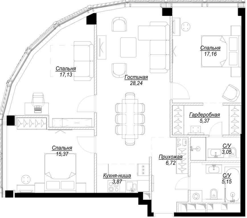 3-BD Apartment Sale, 102.06 sq. m. at Famous, Bagrationovsky Drive, 5к2, Moscow, Russia #1 3-BD Apartment Sale, 102.06 sq. m. at Famous, Bagrationovsky Drive, 5к2, Moscow, Russia #1