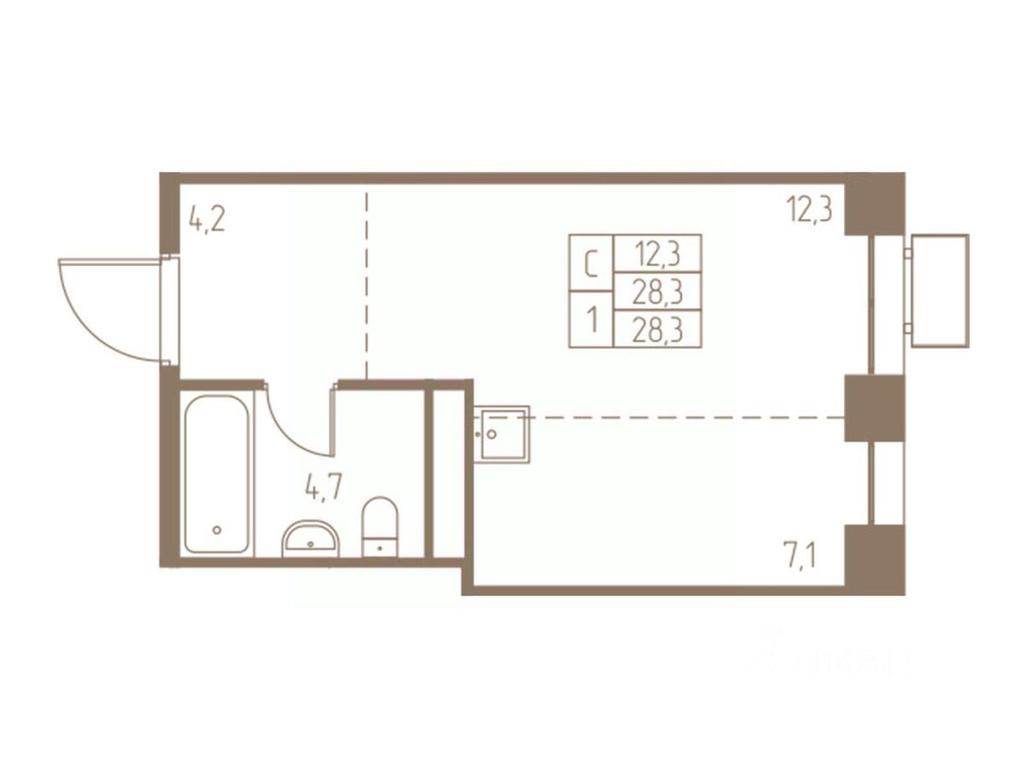 Apartment Sale, 28.3平方米 at Fabrikant, 2-y Fabrichny proyezd, Pushkino, Moscow Region, Russia #1