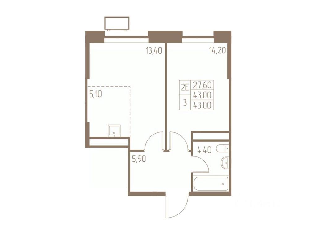1-BD Apartment Sale, 43平方米 at Fabrikant, 2-y Fabrichny proyezd, Pushkino, Moscow Region, Russia #1