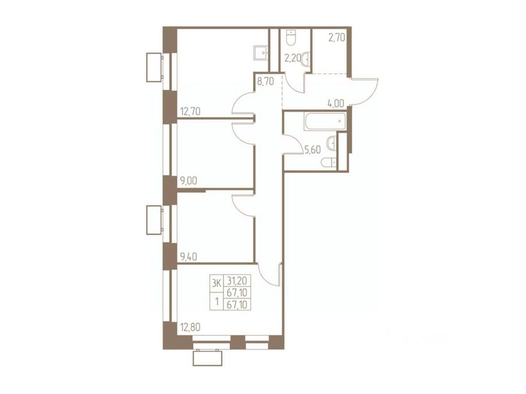 2-BD Apartment Sale, 67.1平方米 at Fabrikant, 2-y Fabrichny proyezd, Pushkino, Moscow Region, Russia #1