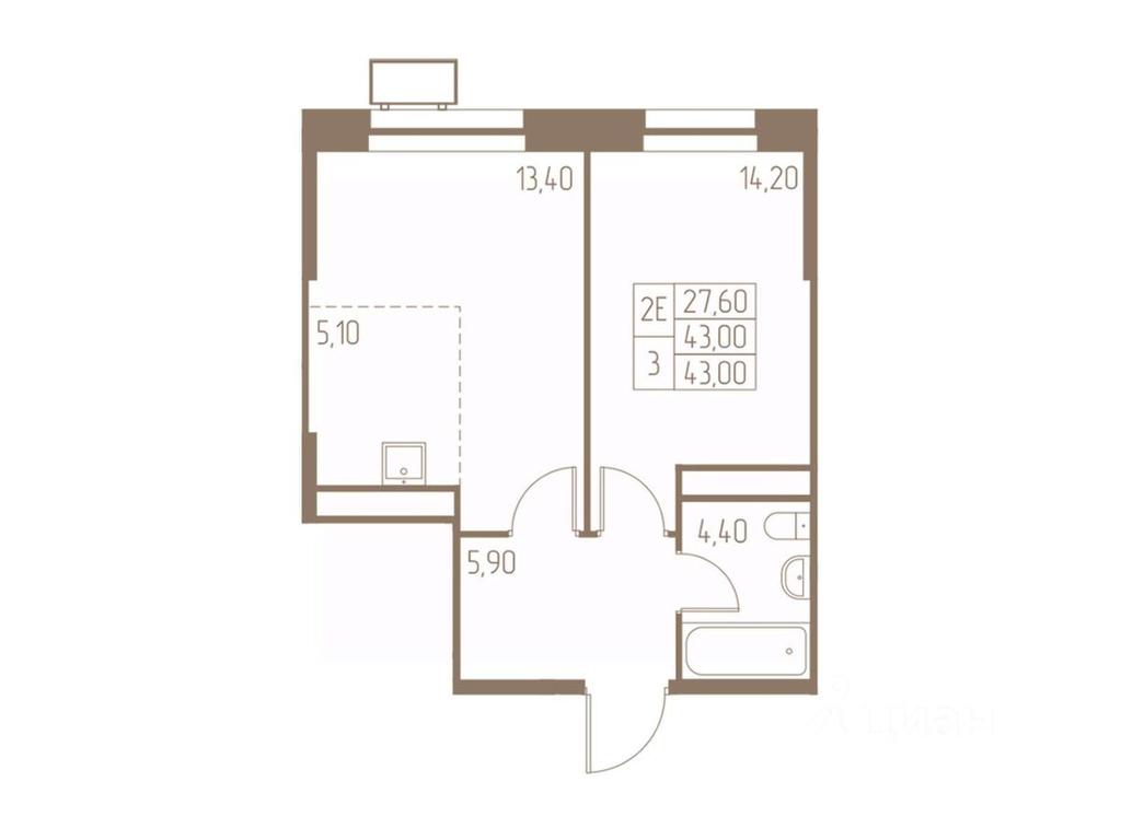 1-BD Apartment Sale, 43平方米 at Fabrikant, 2-y Fabrichny proyezd, Pushkino, Moscow Region, Russia #1