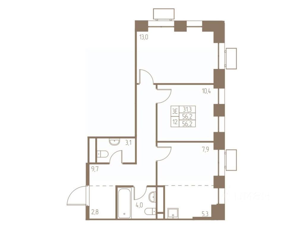2-BD Apartment Sale, 56.2平方米 at Fabrikant, 2-y Fabrichny proyezd, Pushkino, Moscow Region, Russia #1 2-BD Apartment Sale, 56.2平方米 at Fabrikant, 2-y Fabrichny proyezd, Pushkino, Moscow Region, Russia #1