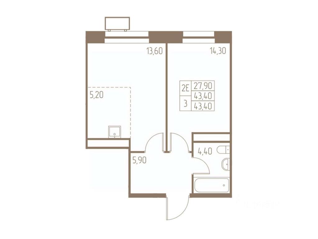 1-BD Apartment Sale, 43.4平方米 at Fabrikant, 2-y Fabrichny proyezd, Pushkino, Moscow Region, Russia #1