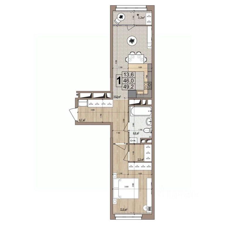 Apartment Sale, 49.2 sq. m. at Grand Komfort, Gudkova Street, Zhukovsky, Moscow Region, Russia #1 Apartment Sale, 49.2 sq. m. at Grand Komfort, Gudkova Street, Zhukovsky, Moscow Region, Russia #1