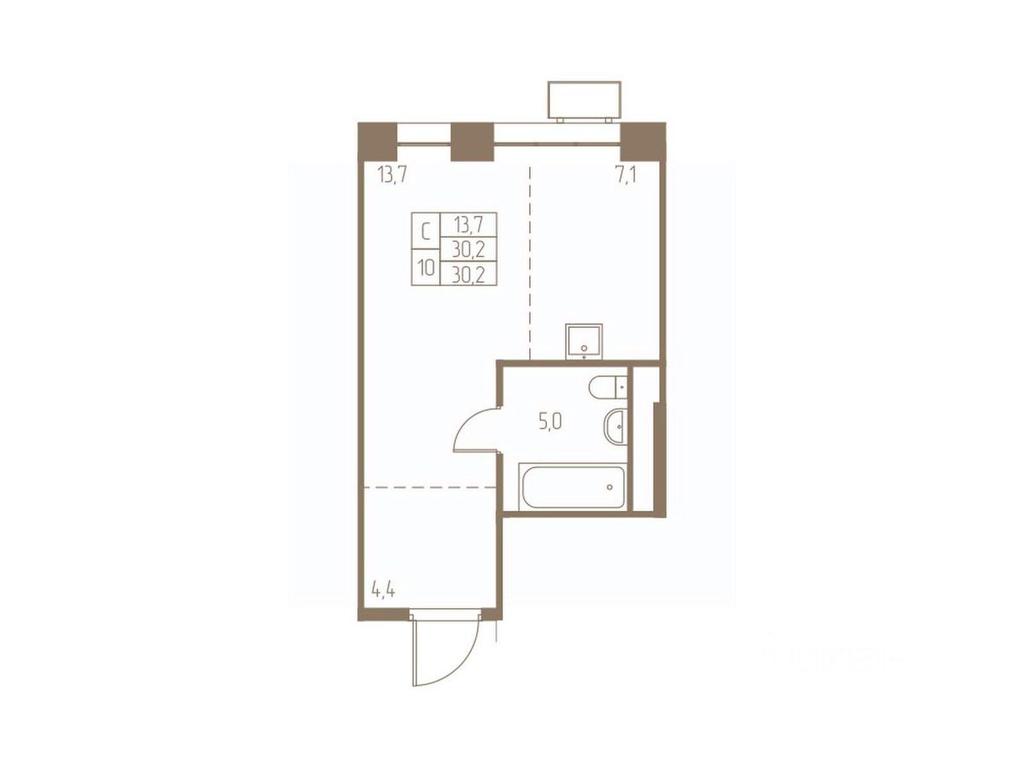 Apartment Sale, 30.2平方米 at Fabrikant, 2-y Fabrichny proyezd, Pushkino, Moscow Region, Russia #1