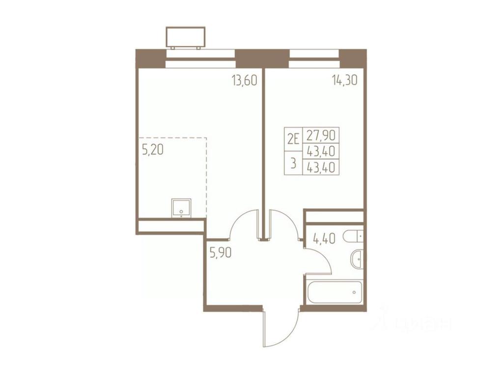 1-BD Apartment Sale, 43.4平方米 at Fabrikant, 2-y Fabrichny proyezd, Pushkino, Moscow Region, Russia #1