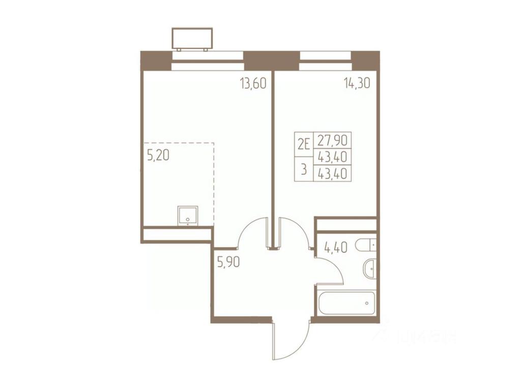 1-BD Apartment Sale, 43.4平方米 at Fabrikant, 2-y Fabrichny proyezd, Pushkino, Moscow Region, Russia #1