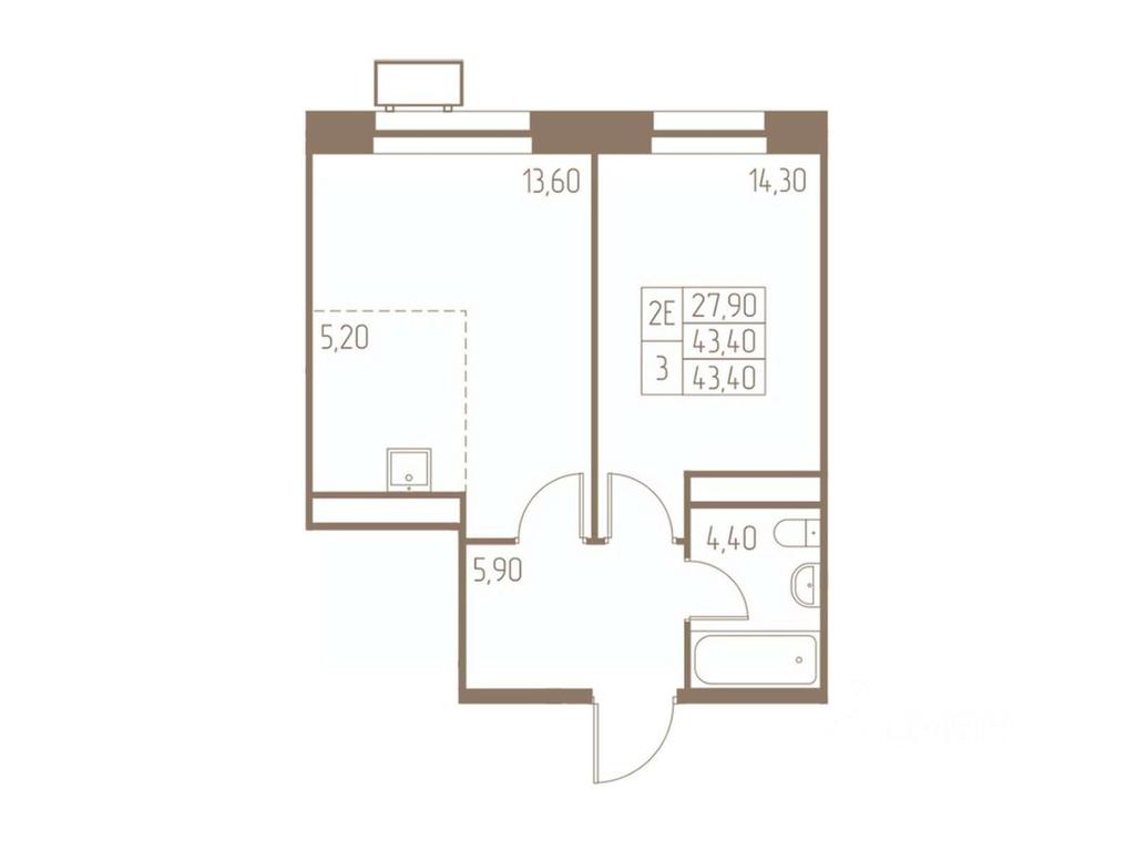 1-BD Apartment Sale, 43.4平方米 at Fabrikant, 2-y Fabrichny proyezd, Pushkino, Moscow Region, Russia #1