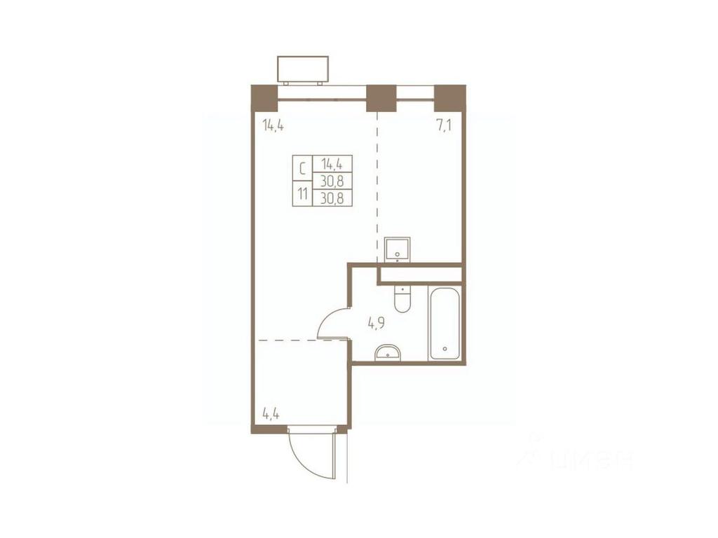 Apartment Sale, 30.8 sq. m. at Fabrikant, 2-y Fabrichny proyezd, Pushkino, Moscow Region, Russia #1
