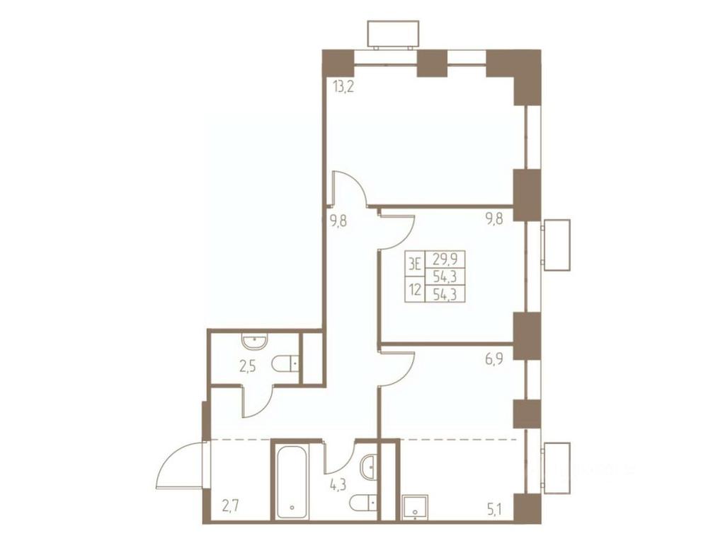 2-BD Apartment Sale, 54.3平方米 at Fabrikant, 2-y Fabrichny proyezd, Pushkino, Moscow Region, Russia #1