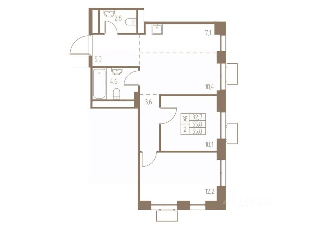 2-BD Apartment Sale, 55.8 sq. m. at Fabrikant, 2-y Fabrichny proyezd, Pushkino, Moscow Region, Russia #1