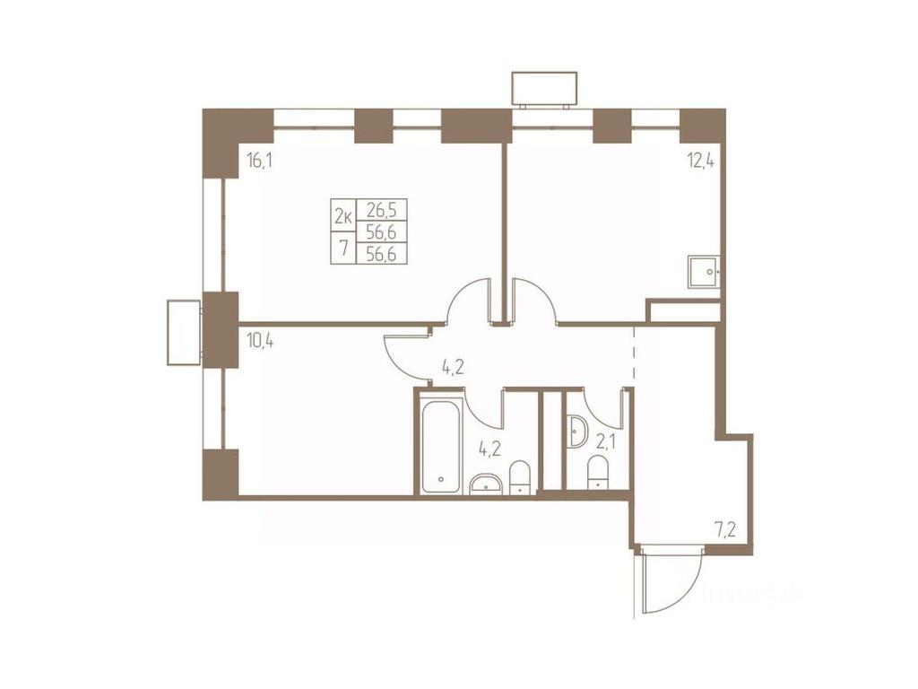 1-BD Apartment Sale, 56.6平方米 at Fabrikant, 2-y Fabrichny proyezd, Pushkino, Moscow Region, Russia #1
