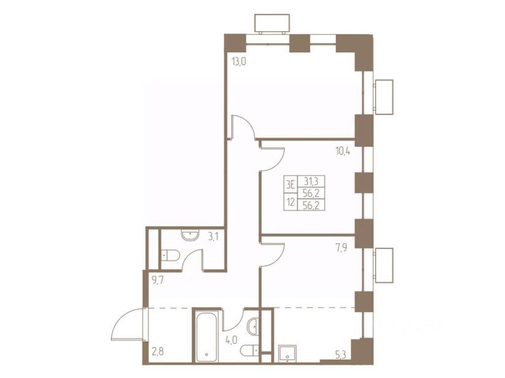 2-BD Apartment Sale, 56.2平方米 at Fabrikant, 2-y Fabrichny proyezd, Pushkino, Moscow Region, Russia #1