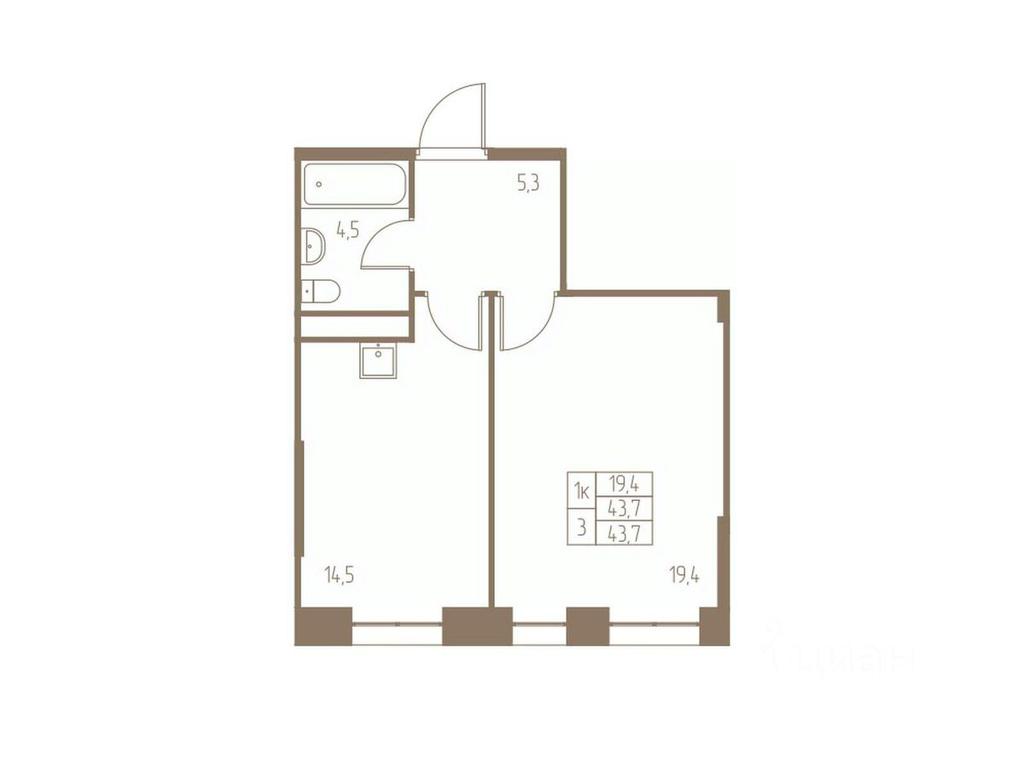 Apartment Sale, 43.7平方米 at Fabrikant, 2-y Fabrichny proyezd, Pushkino, Moscow Region, Russia #1