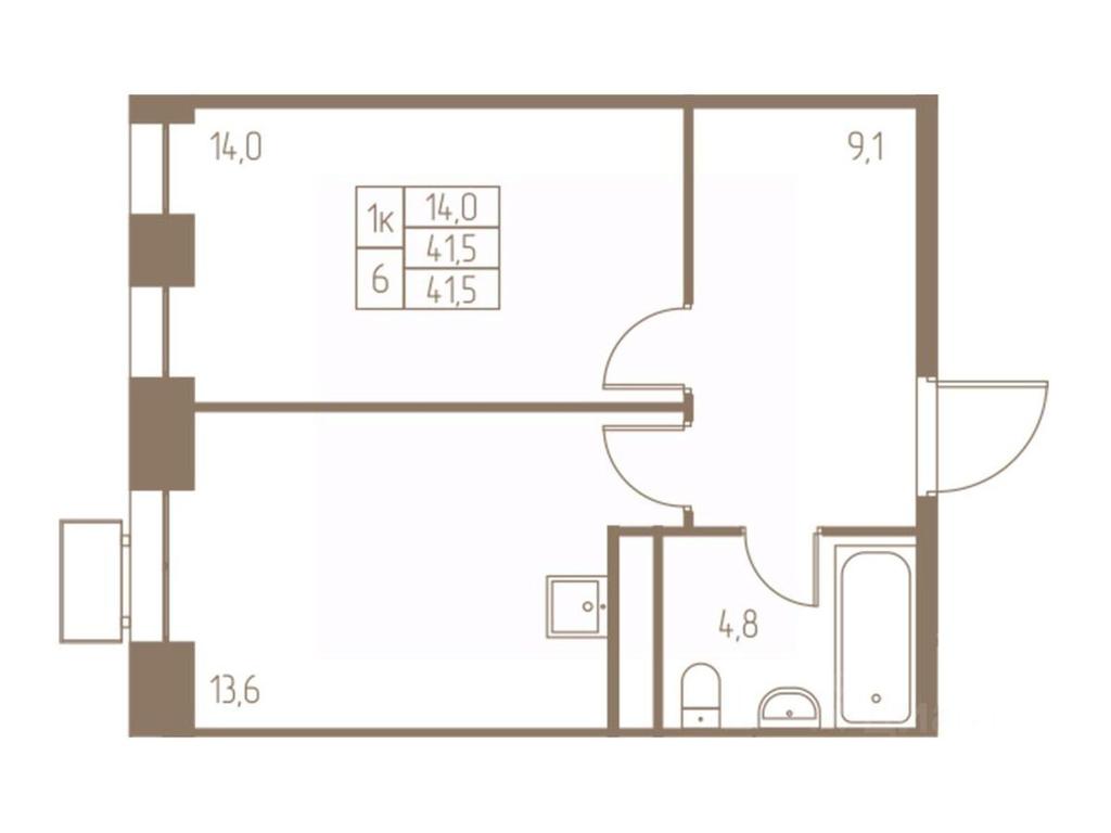 Apartment Sale, 41.5平方米 at Fabrikant, 2-y Fabrichny proyezd, Pushkino, Moscow Region, Russia #1
