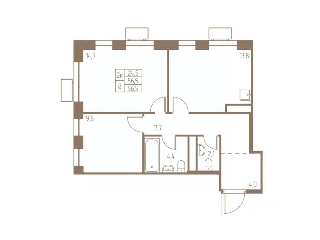 1-BD Apartment Sale, 56.5平方米 at Fabrikant, 2-y Fabrichny proyezd, Pushkino, Moscow Region, Russia #1