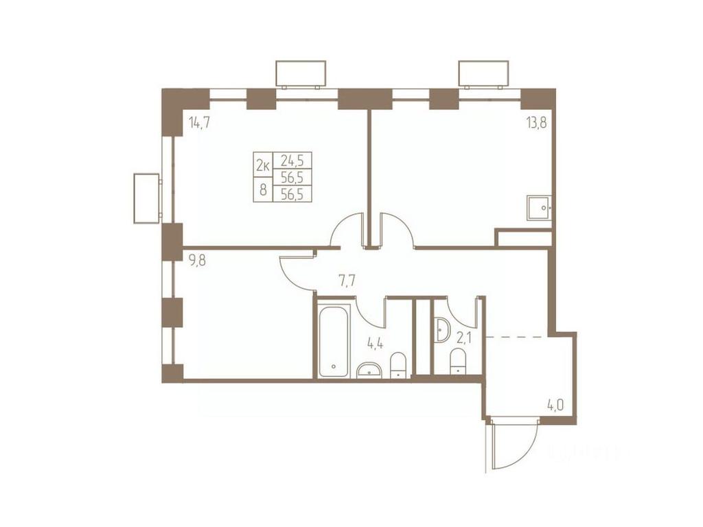1-BD Apartment Sale, 56.5平方米 at Fabrikant, 2-y Fabrichny proyezd, Pushkino, Moscow Region, Russia #1