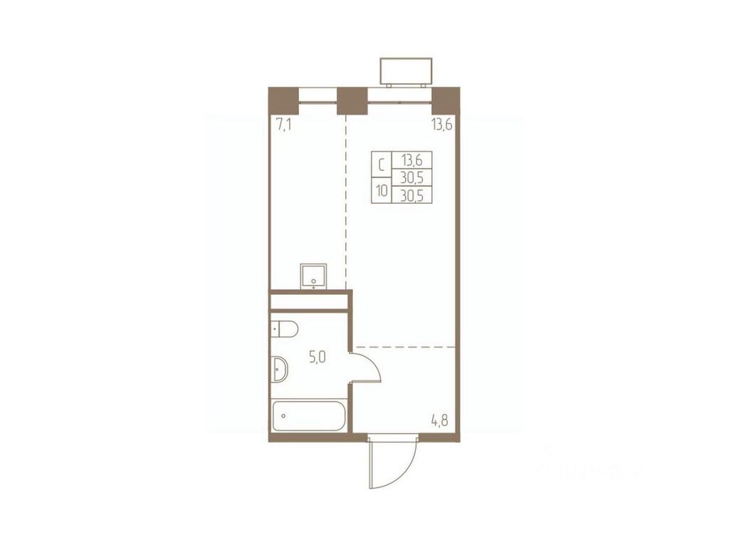 Apartment Sale, 30.5平方米 at Fabrikant, 2-y Fabrichny proyezd, Pushkino, Moscow Region, Russia #1