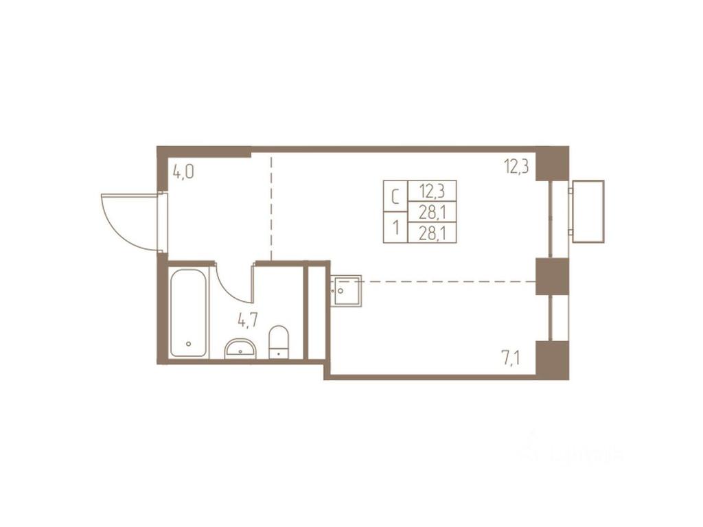 Apartment Sale, 28.1平方米 at Fabrikant, 2-y Fabrichny proyezd, Pushkino, Moscow Region, Russia #1