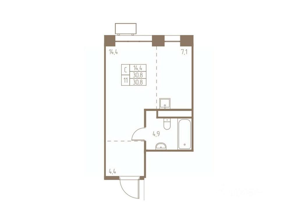 Apartment Sale, 30.8平方米 at Fabrikant, 2-y Fabrichny proyezd, Pushkino, Moscow Region, Russia #1