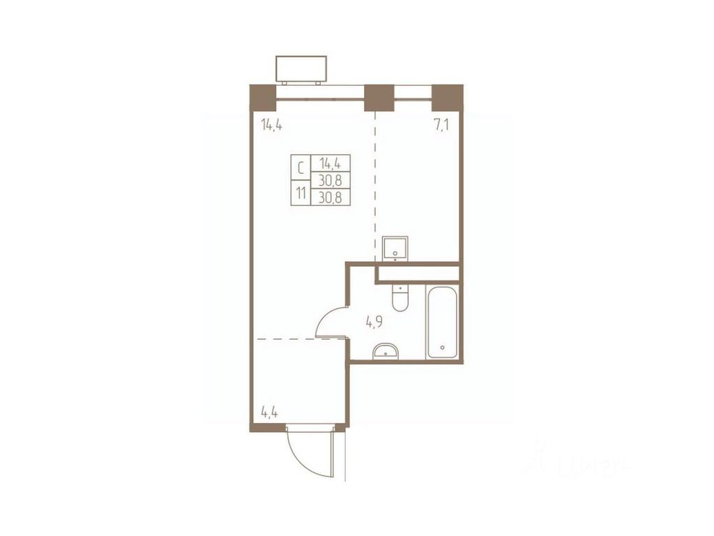 Apartment Sale, 30.8 sq. m. at Fabrikant, 2-y Fabrichny proyezd, Pushkino, Moscow Region, Russia #1