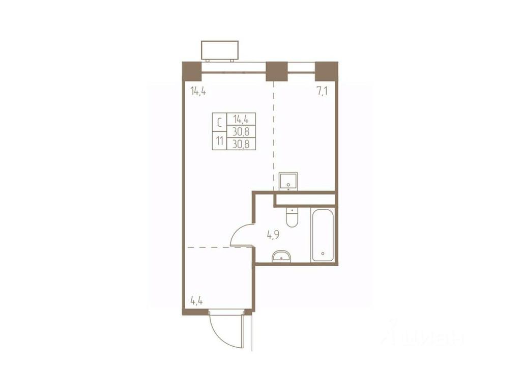 Apartment Sale, 30.8平方米 at Fabrikant, 2-y Fabrichny proyezd, Pushkino, Moscow Region, Russia #1