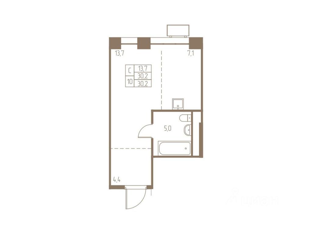 Apartment Sale, 30.2平方米 at Fabrikant, 2-y Fabrichny proyezd, Pushkino, Moscow Region, Russia #1