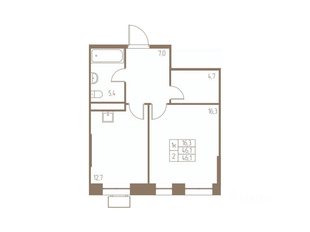 Apartment Sale, 46.1平方米 at Fabrikant, 2-y Fabrichny proyezd, Pushkino, Moscow Region, Russia #1