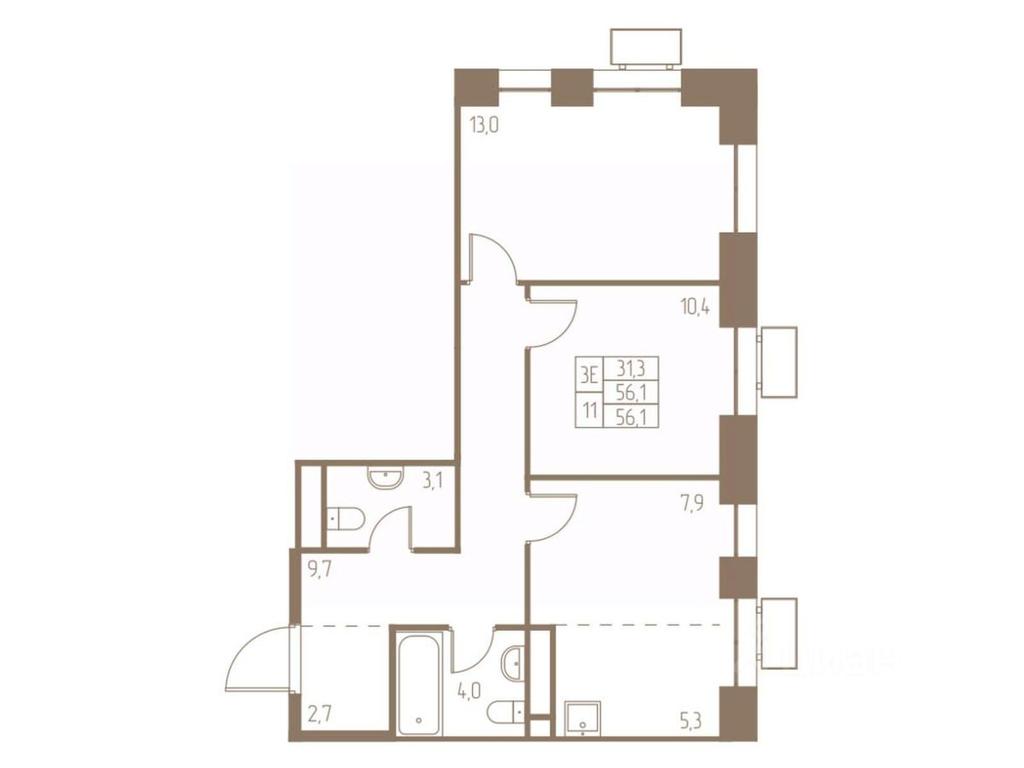 2-BD Apartment Sale, 56.1平方米 at Fabrikant, 2-y Fabrichny proyezd, Pushkino, Moscow Region, Russia #1