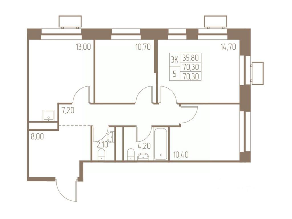2-BD Apartment Sale, 70.3平方米 at Fabrikant, 2-y Fabrichny proyezd, Pushkino, Moscow Region, Russia #1