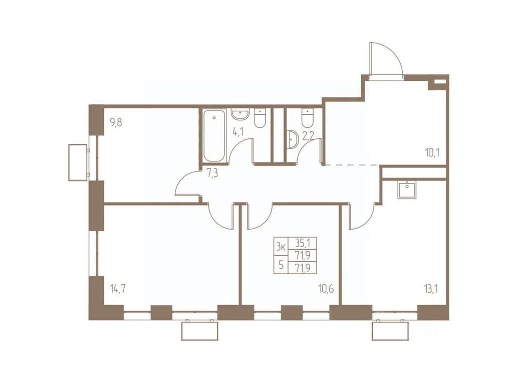 Продажа 2-комн. квартиры, 71,9 м² в ЖК «Фабрикант», 2-й Фабричный проезд, Пушкино, Московская область, Россия #1