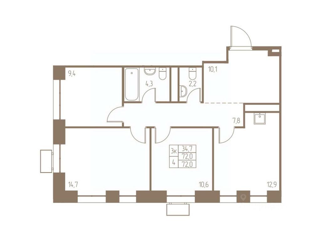 2-BD Apartment Sale, 72 sq. m. at Fabrikant, 2-y Fabrichny proyezd, Pushkino, Moscow Region, Russia #1