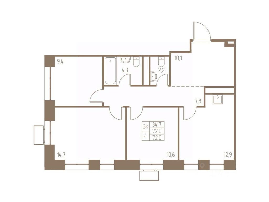 2-BD Apartment Sale, 72 sq. m. at Fabrikant, 2-y Fabrichny proyezd, Pushkino, Moscow Region, Russia #1
