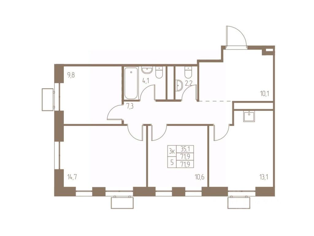 2-BD Apartment Sale, 71.9 sq. m. at Fabrikant, 2-y Fabrichny proyezd, Pushkino, Moscow Region, Russia #1