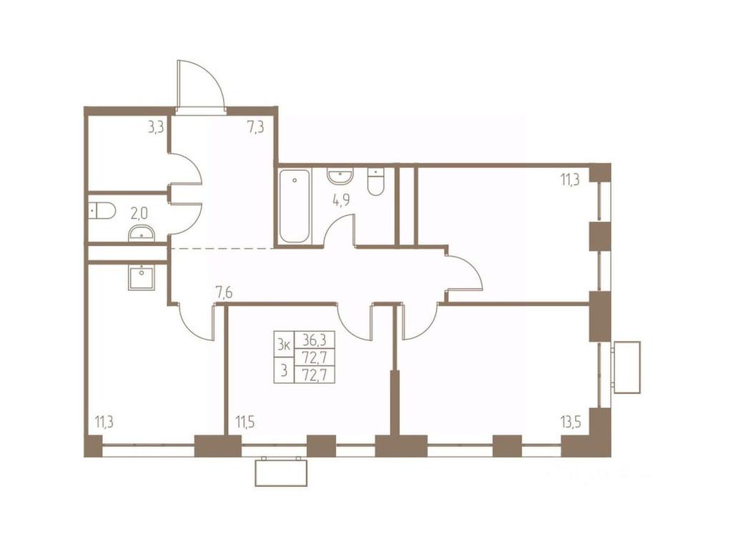 2-BD Apartment Sale, 72.7 sq. m. at Fabrikant, 2-y Fabrichny proyezd, Pushkino, Moscow Region, Russia #1