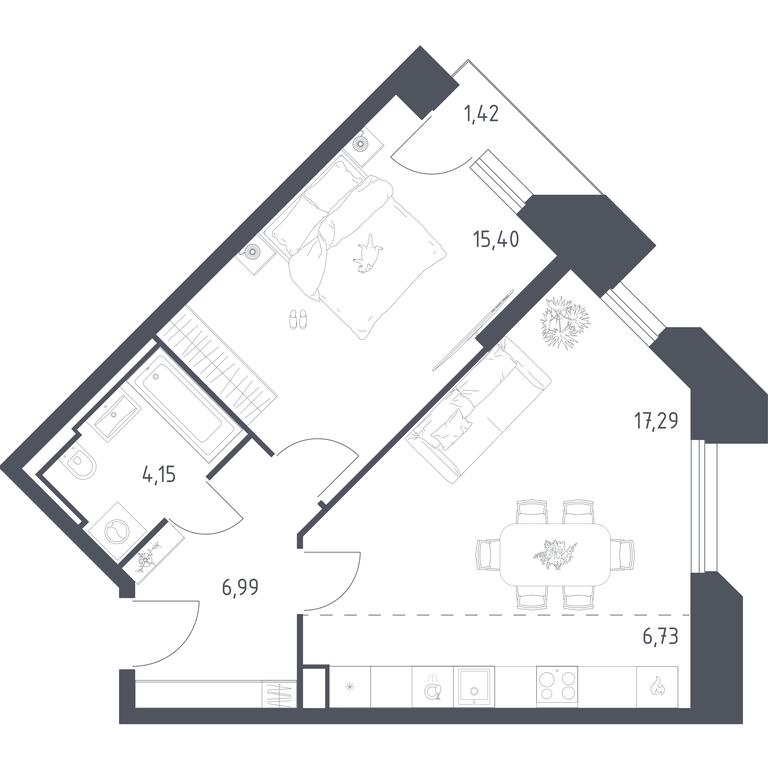 Apartment Sale, 51.98 sq. m. at Sputnik, Lipovoy Roschi Street, 1к4, derevnya Razdory, Odintsovskiy City District, Moscow Region, Russia #1 Apartment Sale, 51.98 sq. m. at Sputnik, Lipovoy Roschi Street, 1к4, derevnya Razdory, Odintsovskiy City District, Moscow Region, Russia #1