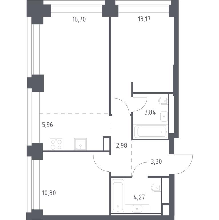 1-BD Apartment Sale, 61.02平方米 at Nova, Bratyev Fonchenko Street, вл21, Moscow, Russia #1 1-BD Apartment Sale, 61.02平方米 at Nova, Bratyev Fonchenko Street, вл21, Moscow, Russia #1