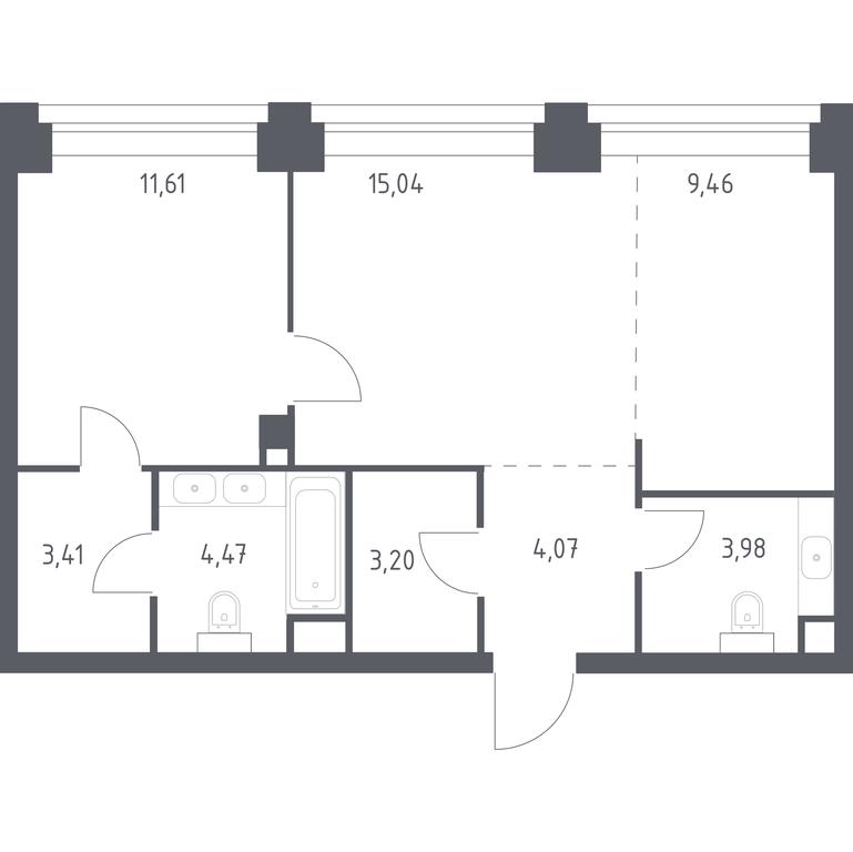 Apartment Sale, 55.24平方米 at Nova, Bratyev Fonchenko Street, вл21, Moscow, Russia #1 Apartment Sale, 55.24平方米 at Nova, Bratyev Fonchenko Street, вл21, Moscow, Russia #1