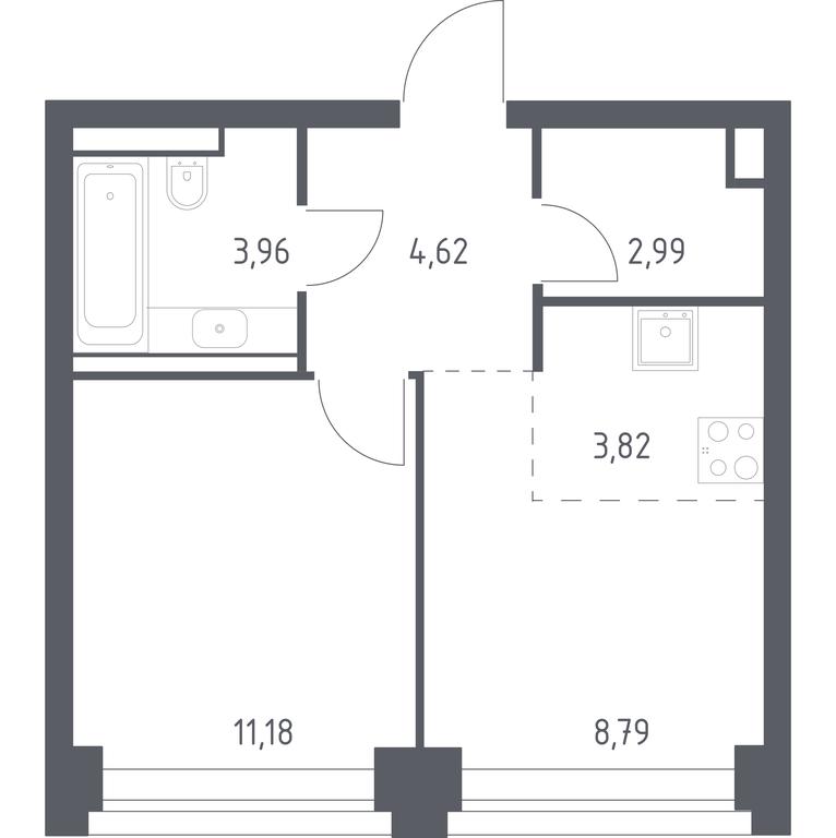Apartment Sale, 35.36 sq. m. at Nova, Bratyev Fonchenko Street, вл21, Moscow, Russia #1