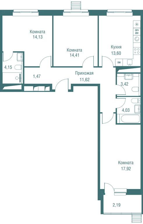3-BD Apartment Sale, 86.94 sq. m. at Odinburg, Severnaya Street, 11, Odintsovo, Moscow Region, Russia #1