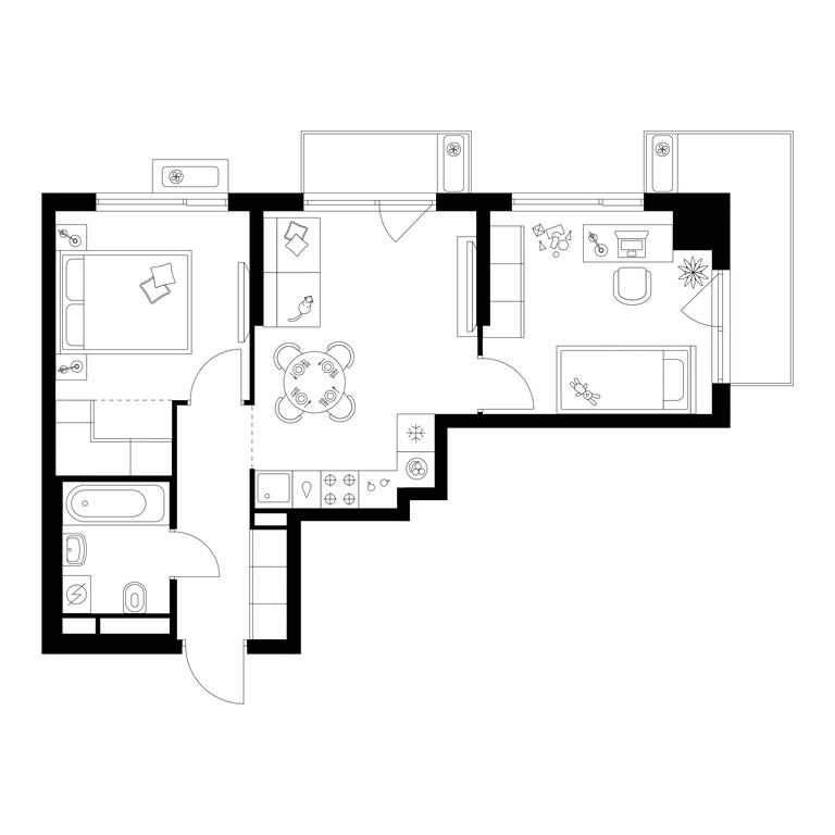 2-BD Apartment Sale, 48.9平方米 at Altufevskoe 53, Алтуфьевское шоссе, 53с11, Москва, Россия #1