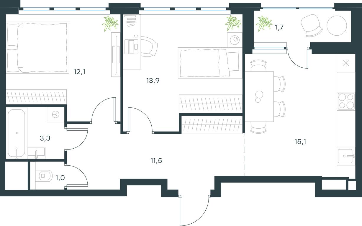 1-BD Apartment Sale, 58.6平方米 at Gorod V lesu, Gorod V Lesu Residential Complex, Village of Otradnoye, Krasnogorsk Urban District, Moscow Region, Russia #1 1-BD Apartment Sale, 58.6平方米 at Gorod V lesu, Gorod V Lesu Residential Complex, Village of Otradnoye, Krasnogorsk Urban District, Moscow Region, Russia #1