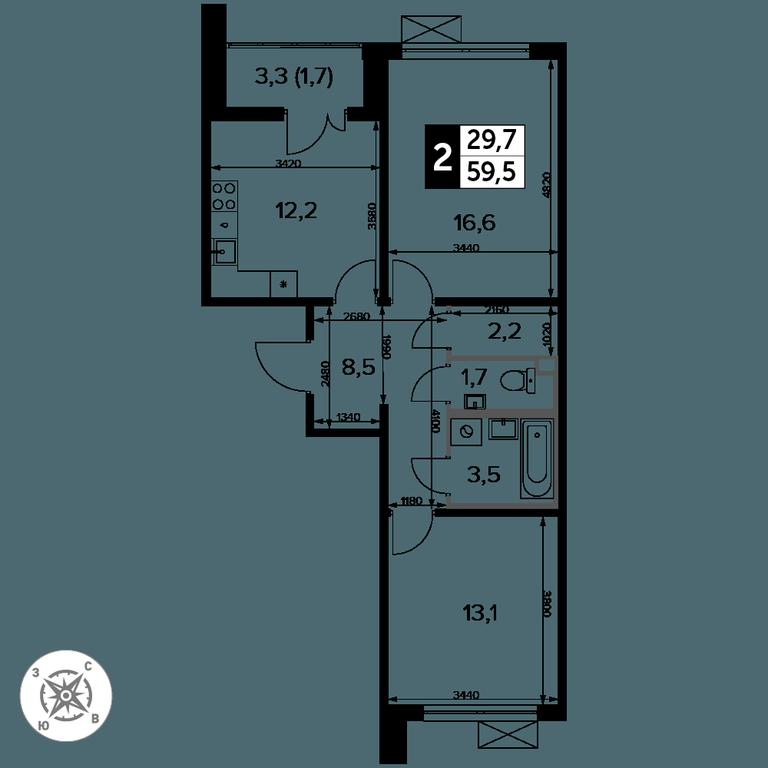 2-BD Apartment Sale, 59.4 sq. m. at Pervyi Leningradskiy, Pervy Leningradskiy Residential Complex, Moscow, Russia #2 2-BD Apartment Sale, 59.4 sq. m. at Pervyi Leningradskiy, Pervy Leningradskiy Residential Complex, Moscow, Russia #2