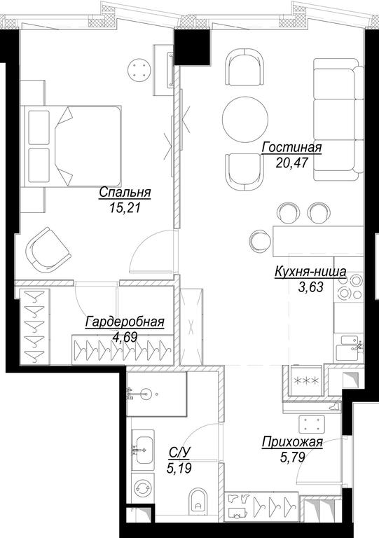 1-BD Apartment Sale, 54.98 sq. m. at Famous, Bagrationovsky Drive, 5к2, Moscow, Russia #1 1-BD Apartment Sale, 54.98 sq. m. at Famous, Bagrationovsky Drive, 5к2, Moscow, Russia #1
