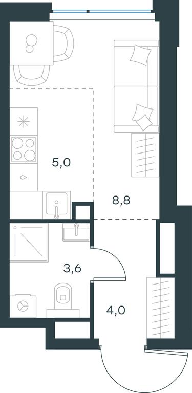 Apartment Sale, 21.4 sq. m. at Level Michurinskiy, Озёрная улица, вл1, Москва, Россия #1