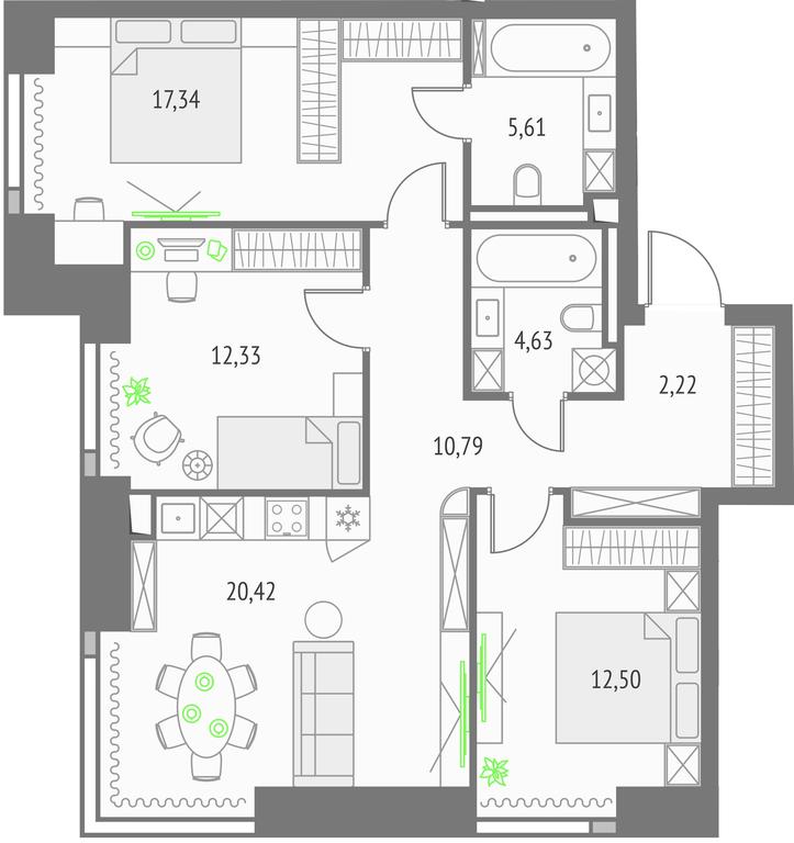 Продажа 3-комн. квартиры, 85,84 м² в ЖК «Upside Towers (Апсайд Тауэрс)», Огородный проезд, 4с1, Москва, Россия #1 Продажа 3-комн. квартиры, 85,84 м² в ЖК «Upside Towers (Апсайд Тауэрс)», Огородный проезд, 4с1, Москва, Россия #1