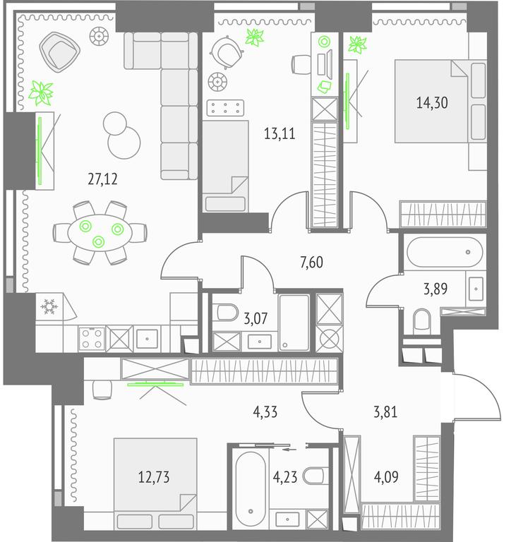 Продажа 3-комн. квартиры, 98,28 м² в ЖК «Upside Towers (Апсайд Тауэрс)», Огородный проезд, 4с1, Москва, Россия #1 Продажа 3-комн. квартиры, 98,28 м² в ЖК «Upside Towers (Апсайд Тауэрс)», Огородный проезд, 4с1, Москва, Россия #1