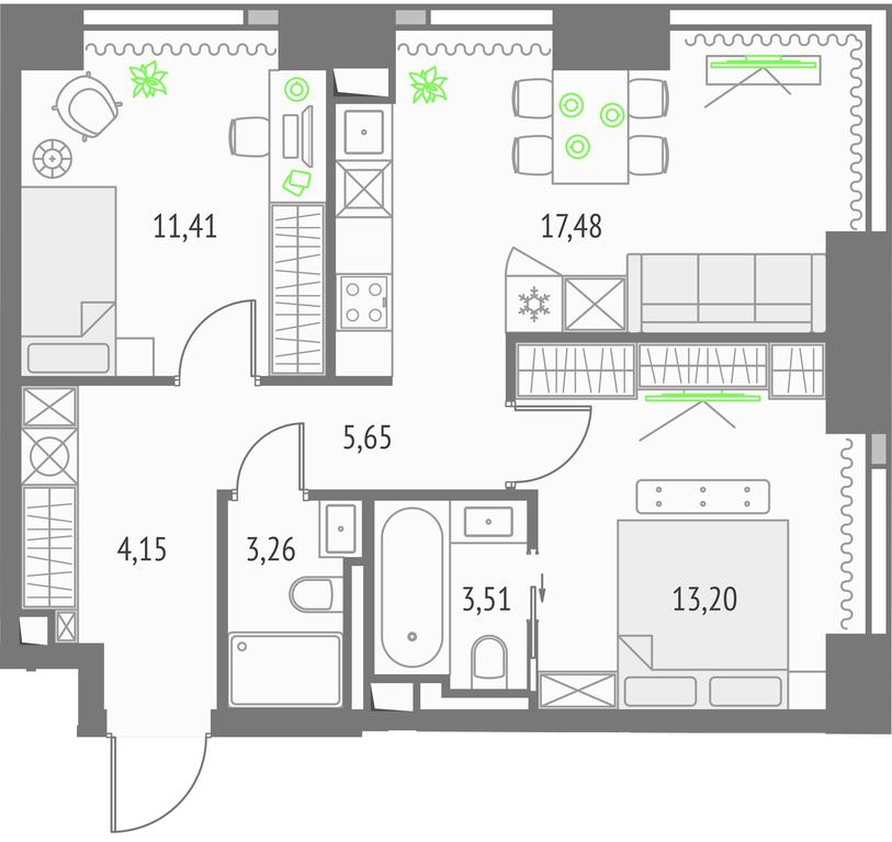 Продажа 2-комн. квартиры, 58,66 м² в ЖК «Upside Towers (Апсайд Тауэрс)», Огородный проезд, 4с1, Москва, Россия #1 Продажа 2-комн. квартиры, 58,66 м² в ЖК «Upside Towers (Апсайд Тауэрс)», Огородный проезд, 4с1, Москва, Россия #1