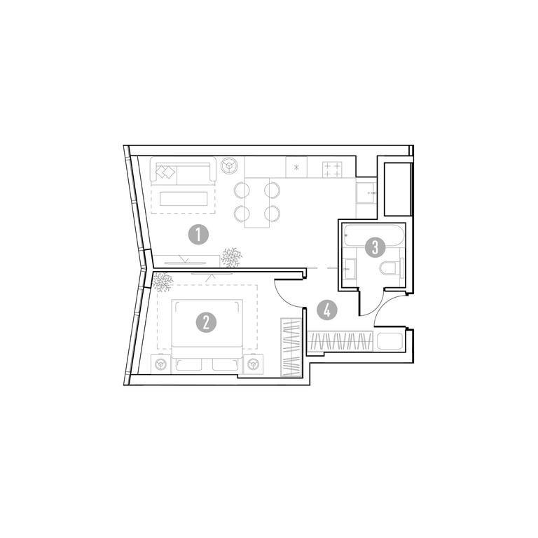 1-BD Apartment Sale, 40.68 sq. m. at UNO.Gorbunova, Gorbunova Street, 27, Moscow, Russia #1